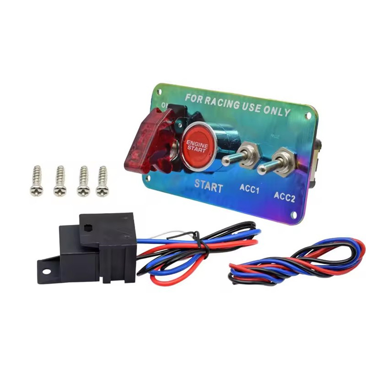 12V 4 in 1 Marine Ignition Switch Panel with Engine Push Button LED for RV Truck Racing Car Boat Trailer