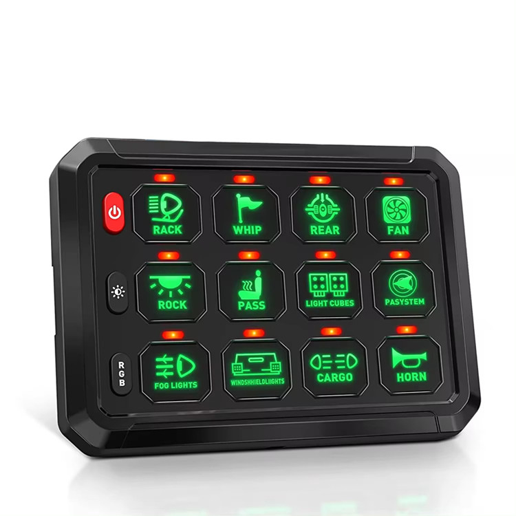 12 Gang Multifunction Auxiliary Touch Jeep Wrangler Tj Switch Panel 12V Momentary Strobe Circuit Control Box RGB 