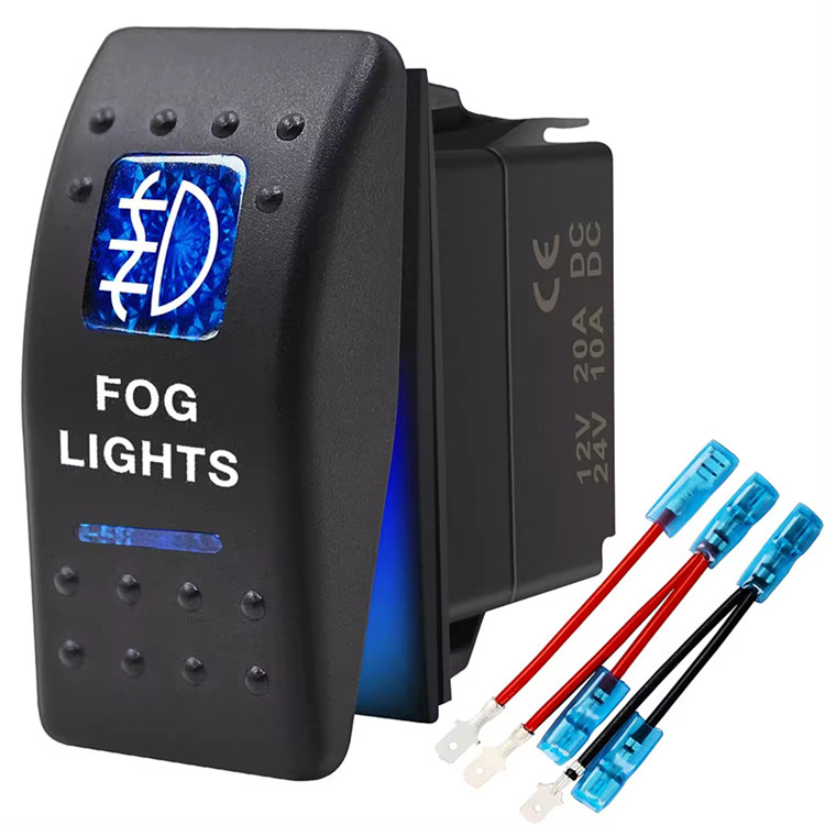 ON OFF Blue LED Fog Light Rocker Switch for Automotive Cars Vehicles Marine Boats Trucks Trailers