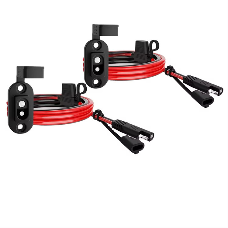 1.5FT 12AWG Power SAE Socket Sidewall Port to Sae Extension Cord Harness 12V-24V with Dust Cap
