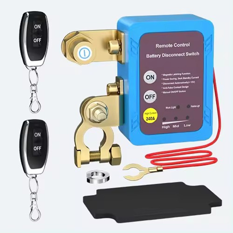 Remote 12V 240A Power Saving Cut Off Automotive Battery Disconnect Switches With Key Isolator Switch Magnetic Latching Relay 